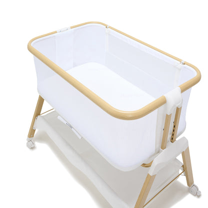 BabyRest Alfie² Bedside Bassinet - White/Natural
