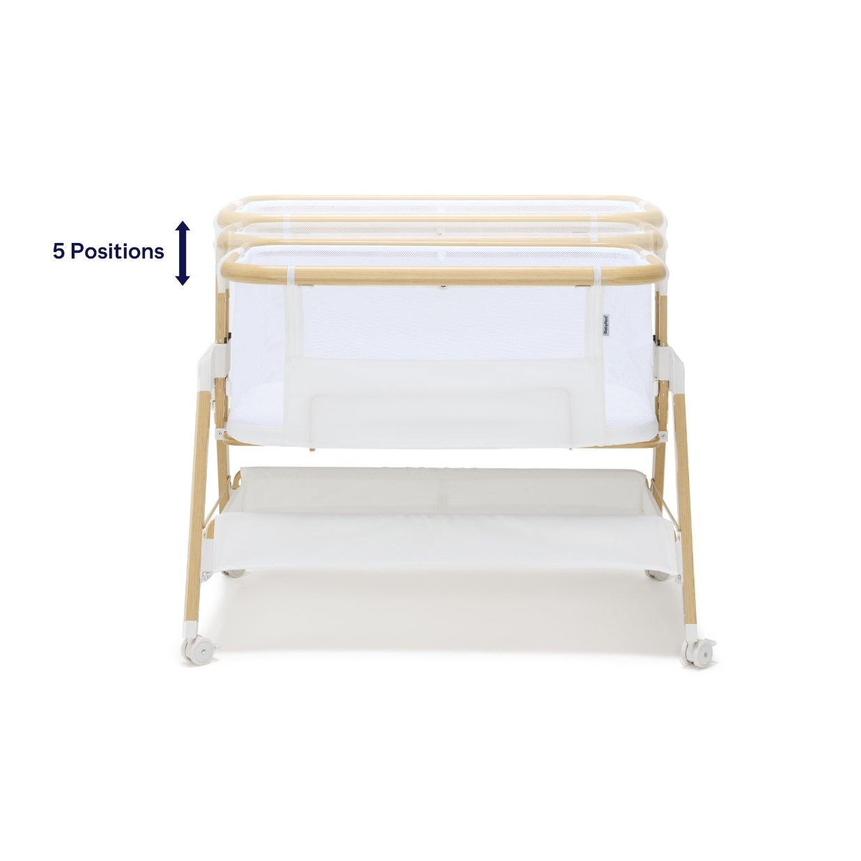 BabyRest Alfie² Bedside Bassinet - White/Natural