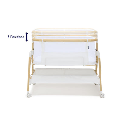 BabyRest Alfie² Bedside Bassinet - White/Natural
